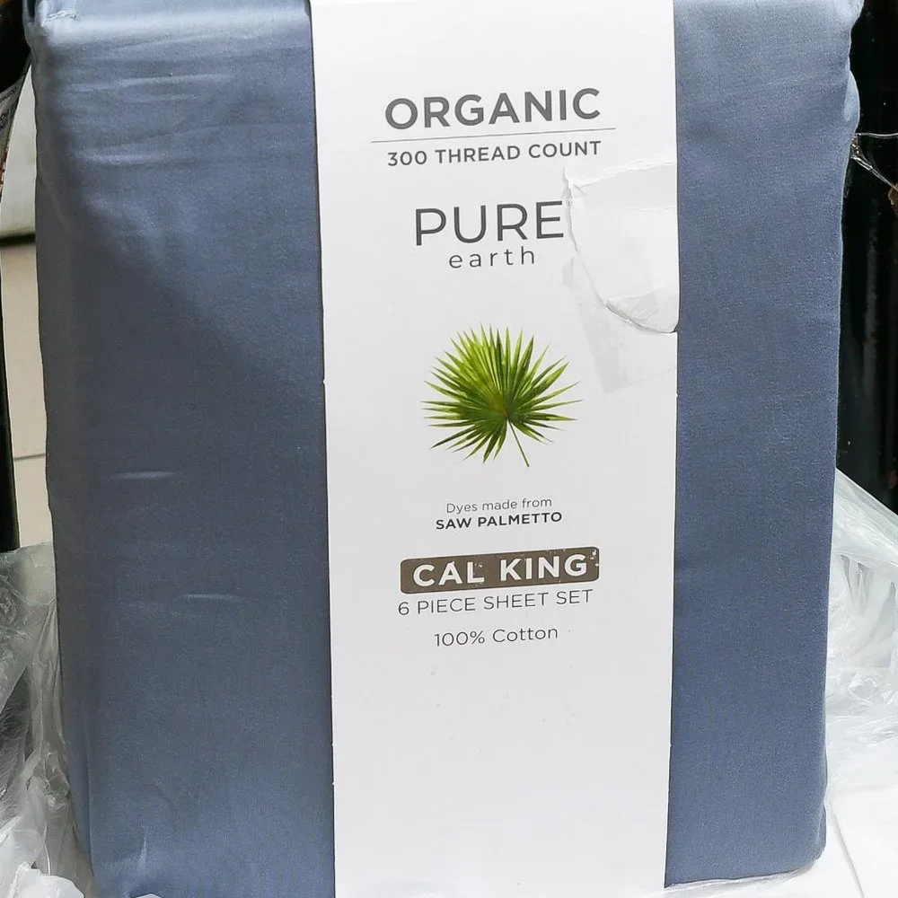 CAL‎ KING Pure Earth Organic Cotton 6-piece Sheet Set BLUE